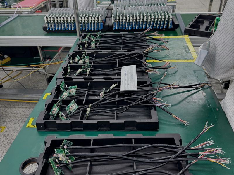 Prototype boards wired up for testing