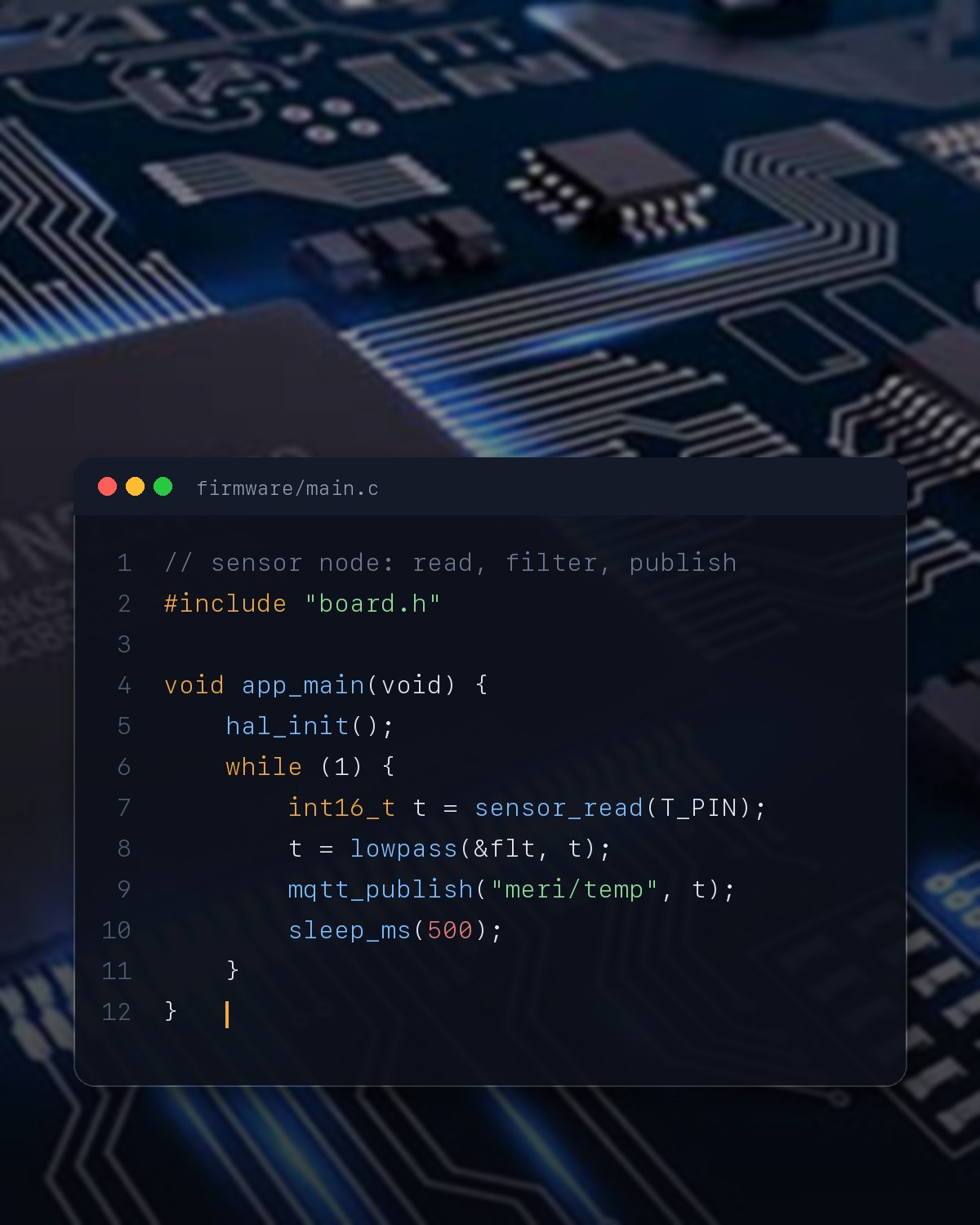 Embedded firmware code over a circuit board