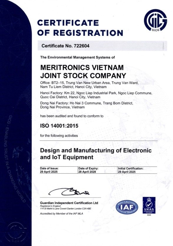 ISO 14001:2015 certificate